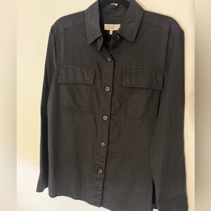 Martha Stewart Black Button-Up Utility Shirt